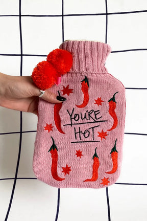 hot water bottle with knitted cover