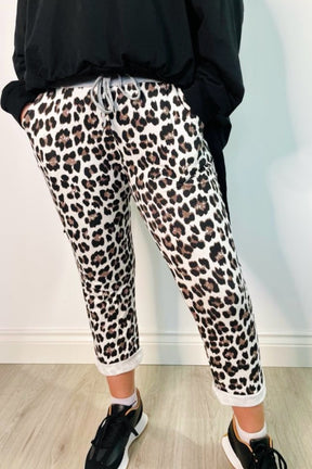 Leopard Print Casual Cotton Trousers