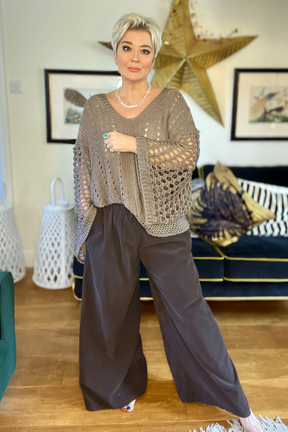 brown wide leg cord trousers