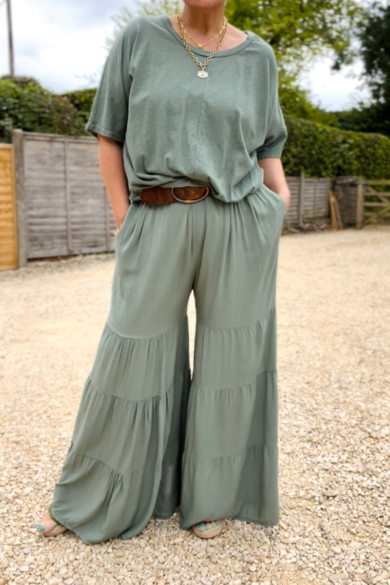 tiered khaki casual trouser