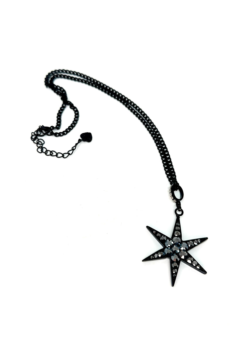 black mega star pendant necklace