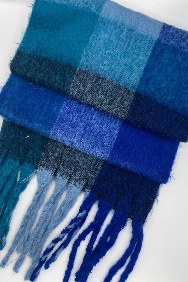 blue check super soft scarf