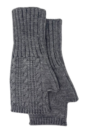 charcoal cable knit fingerless gloves