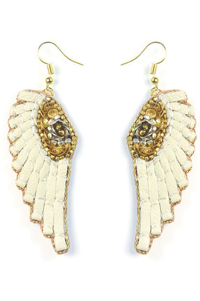 cream angel wing earrings