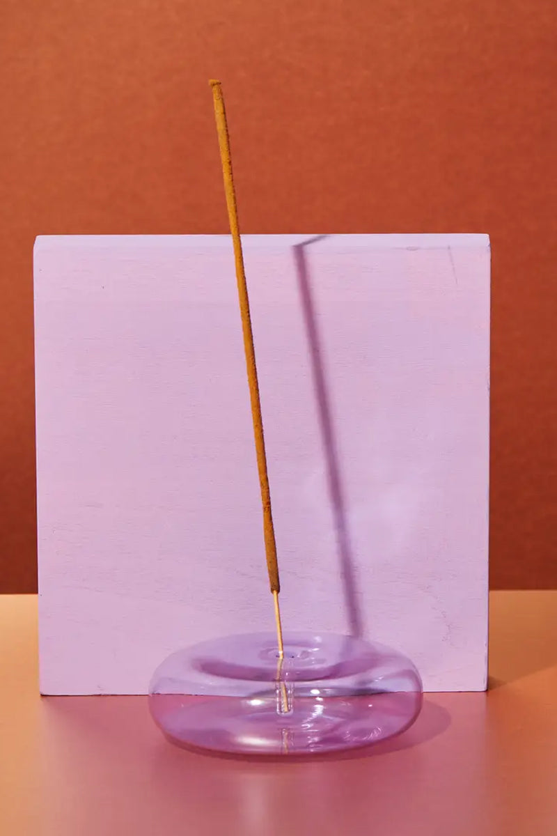 lavender glass incense holder
