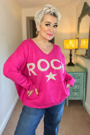 pink knit with glitter ROCK