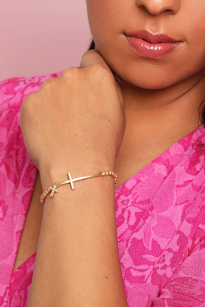 gold cross adjustable bracelet