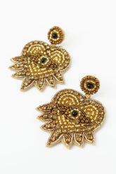 gold beaded sacred eye earrings