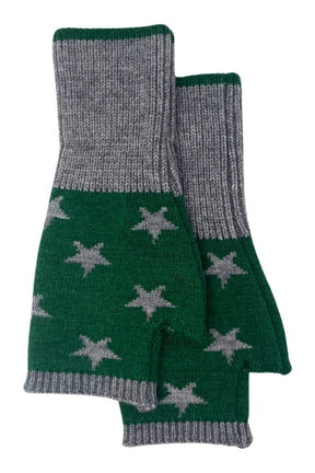 green star fingerless gloves