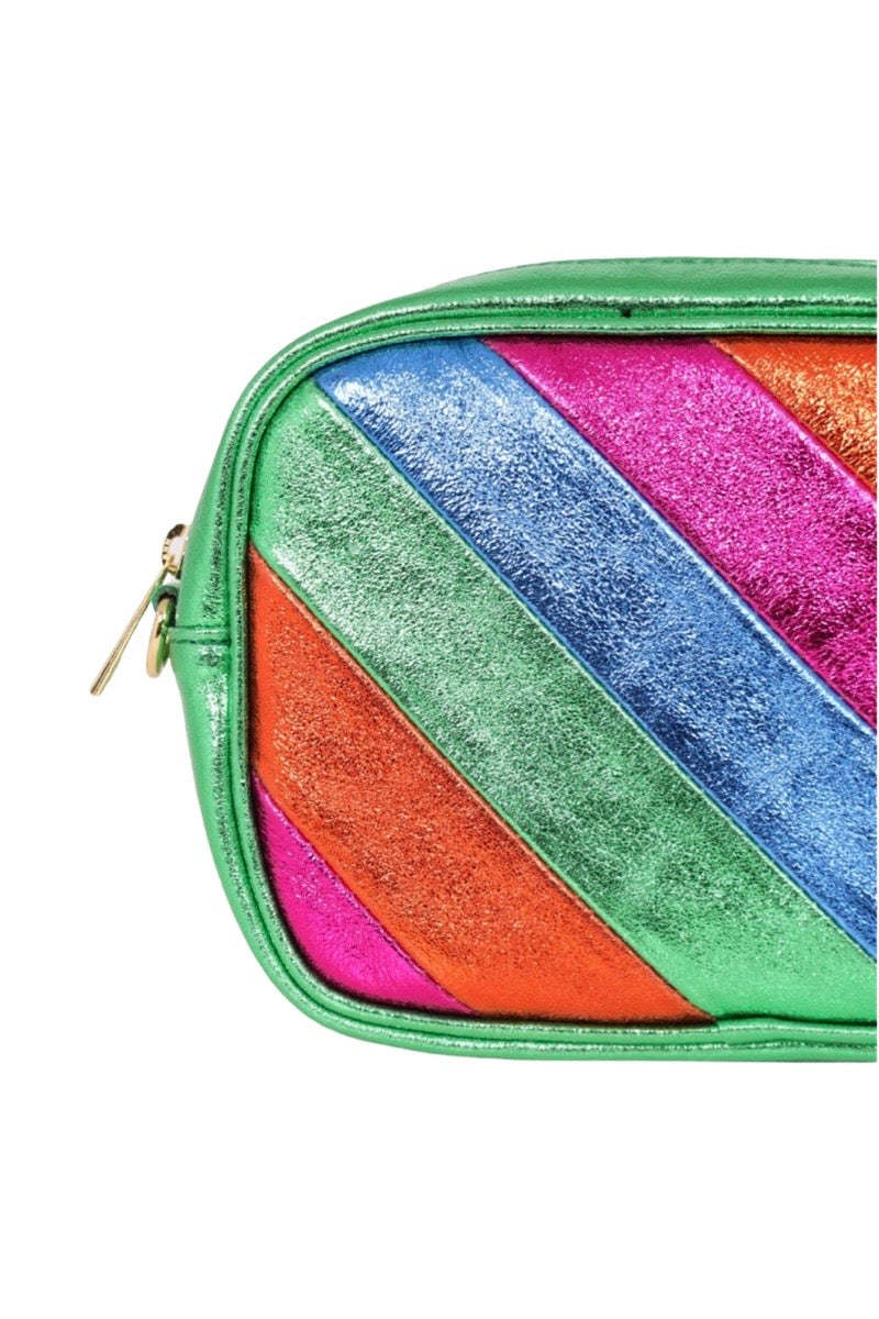 rainbow stripe leather bag