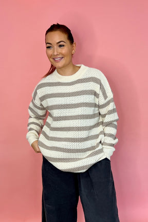 mocha stripe knitted jumper