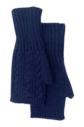navy cable knit fingerless gloves
