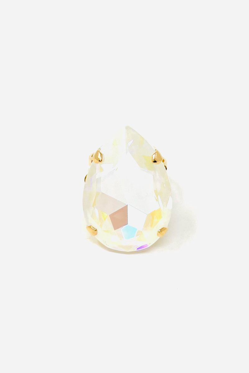 pear crystal ring in neutral