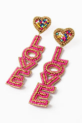 pink LOVE drop earrings