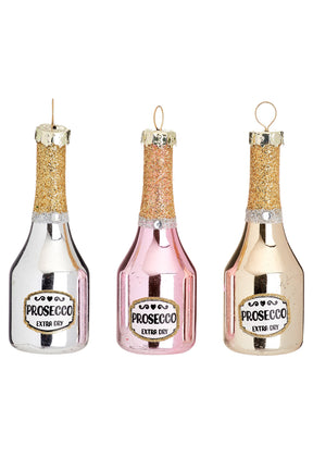 Sass & Belle Mini Prosecco Bottle Shaped Bauble - Set Of Three