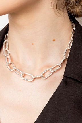 silver chunky chain short necklace