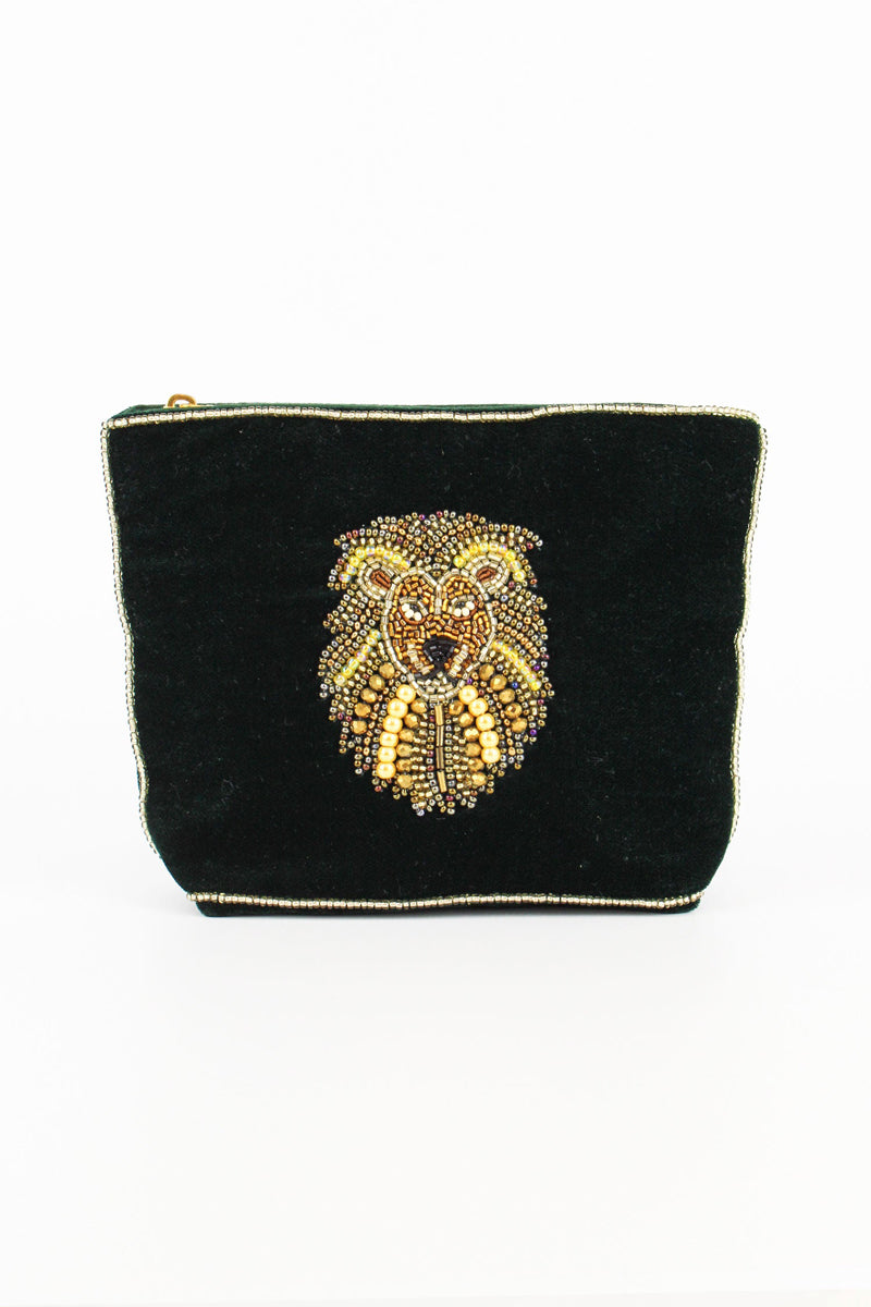 my doris lion small velvet purse