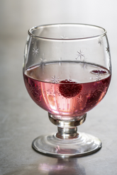 Red Wine Glass Etched Stars