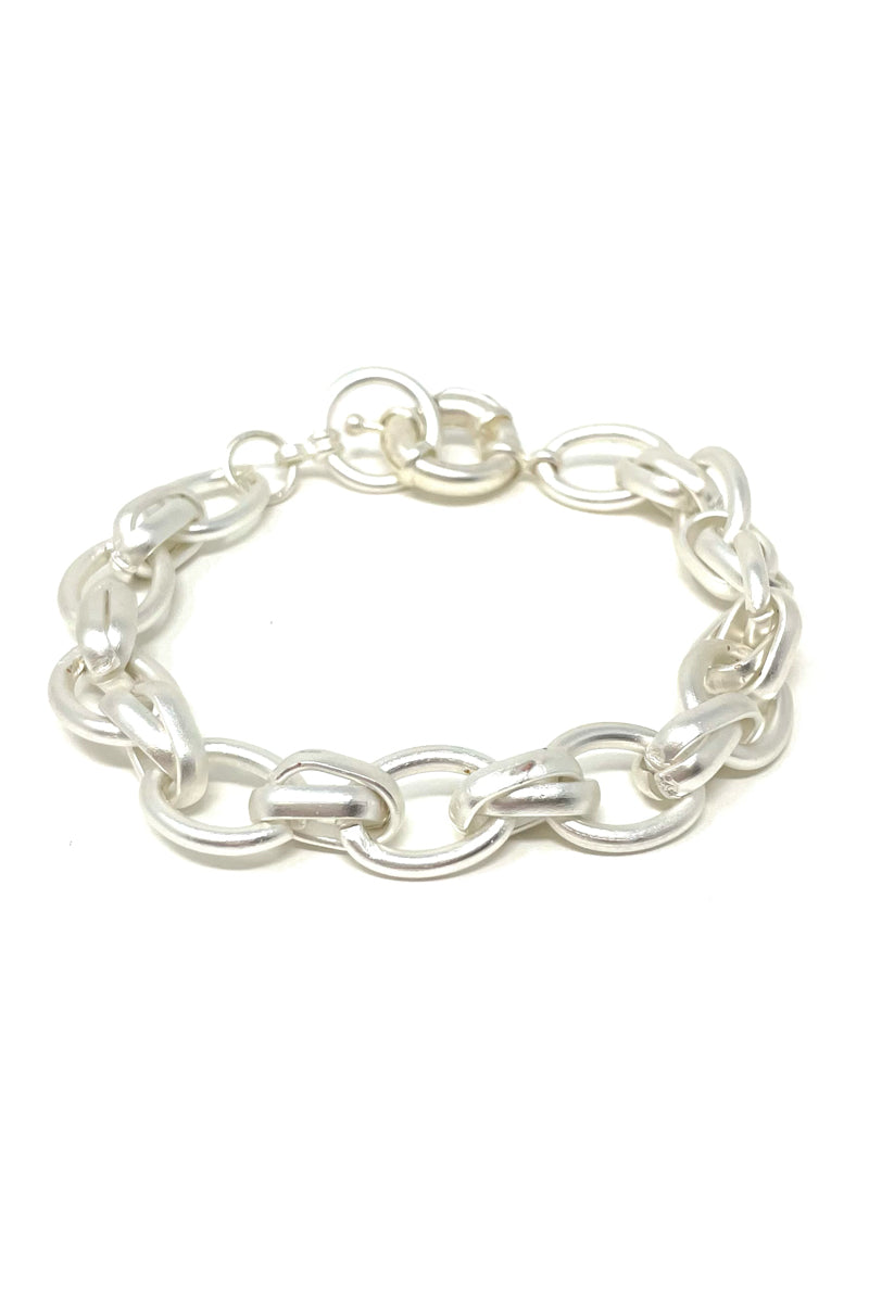 matt silver chunky chain link bracelet