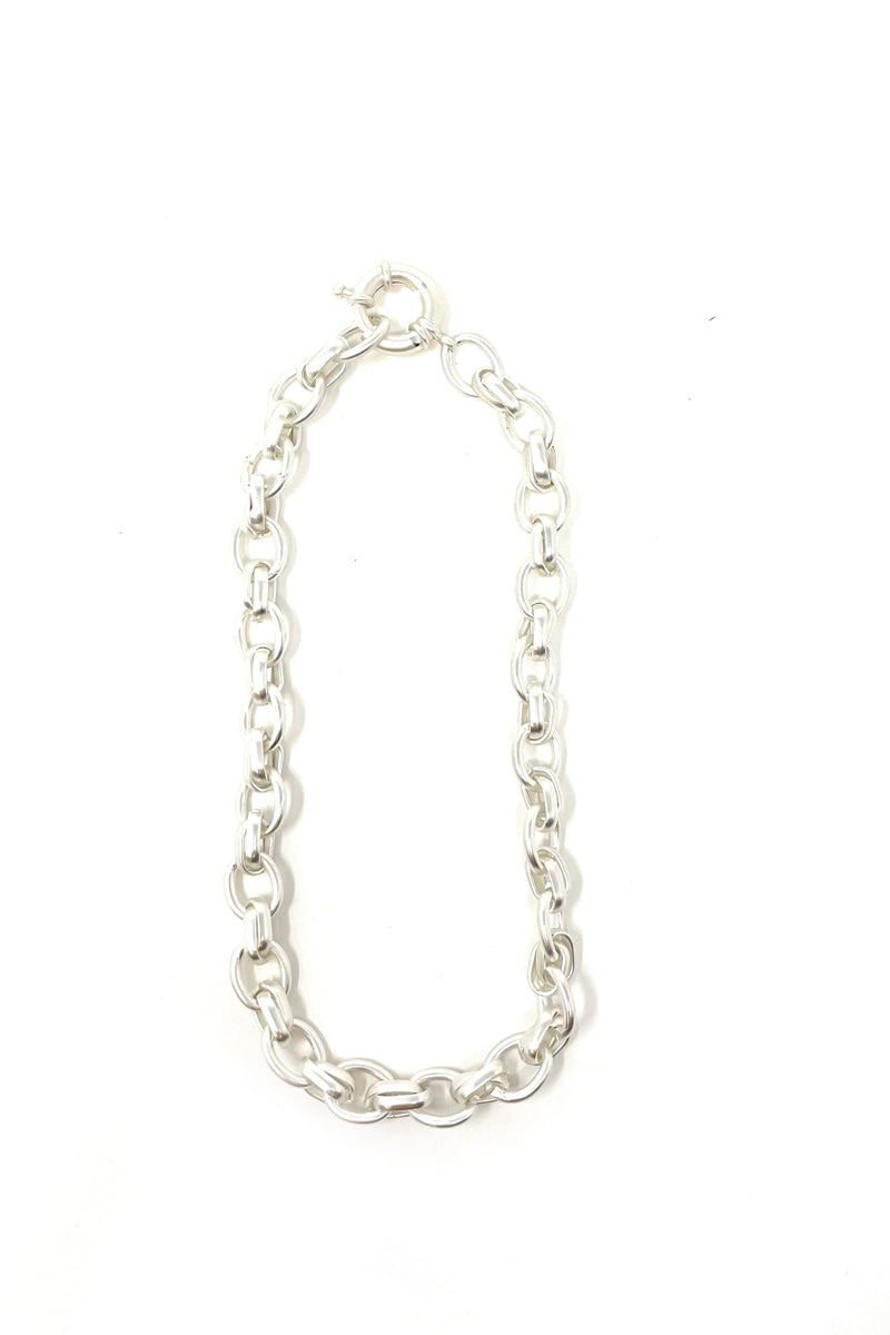 chunky multi link necklace matt silver