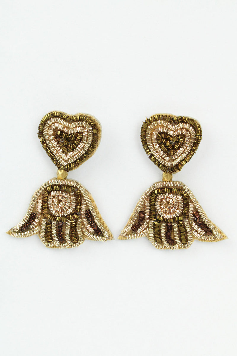 gold mini hamsa hand earring